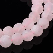 Rosa kvarts perler. Naturlig. Matte - frosted. 8 mm streng